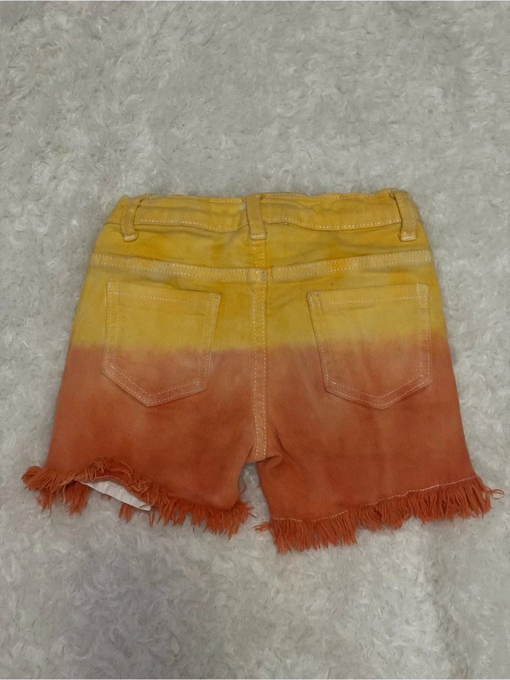 Source Unknown Yellow and Orange Ombre Distressed Girls' Denim Shorts